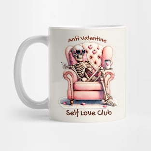 Anti Valentine Self Love Club Skeleton Funny Mug